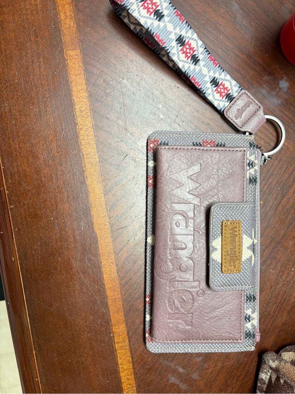 Wrangler Mauve Pink Patterned Wristlet Phone Case with Detachable Strap